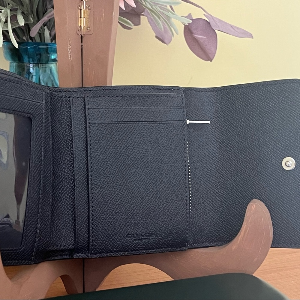 Coach Blue and Black Compact Trifold Wallet - Picture 4 of 6
